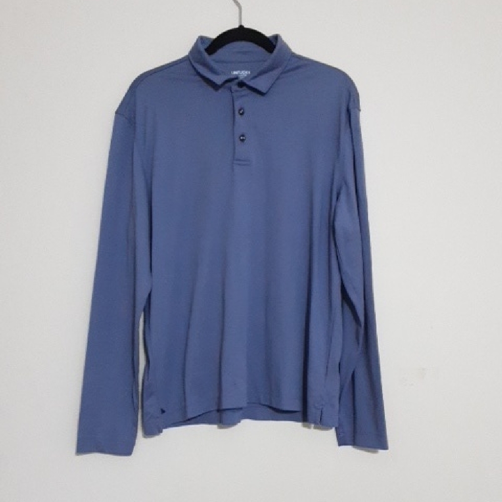 Untuckit Men's Blue Long Sleeve Polo Shirt L Cozy Soft Casual Office Outdoor